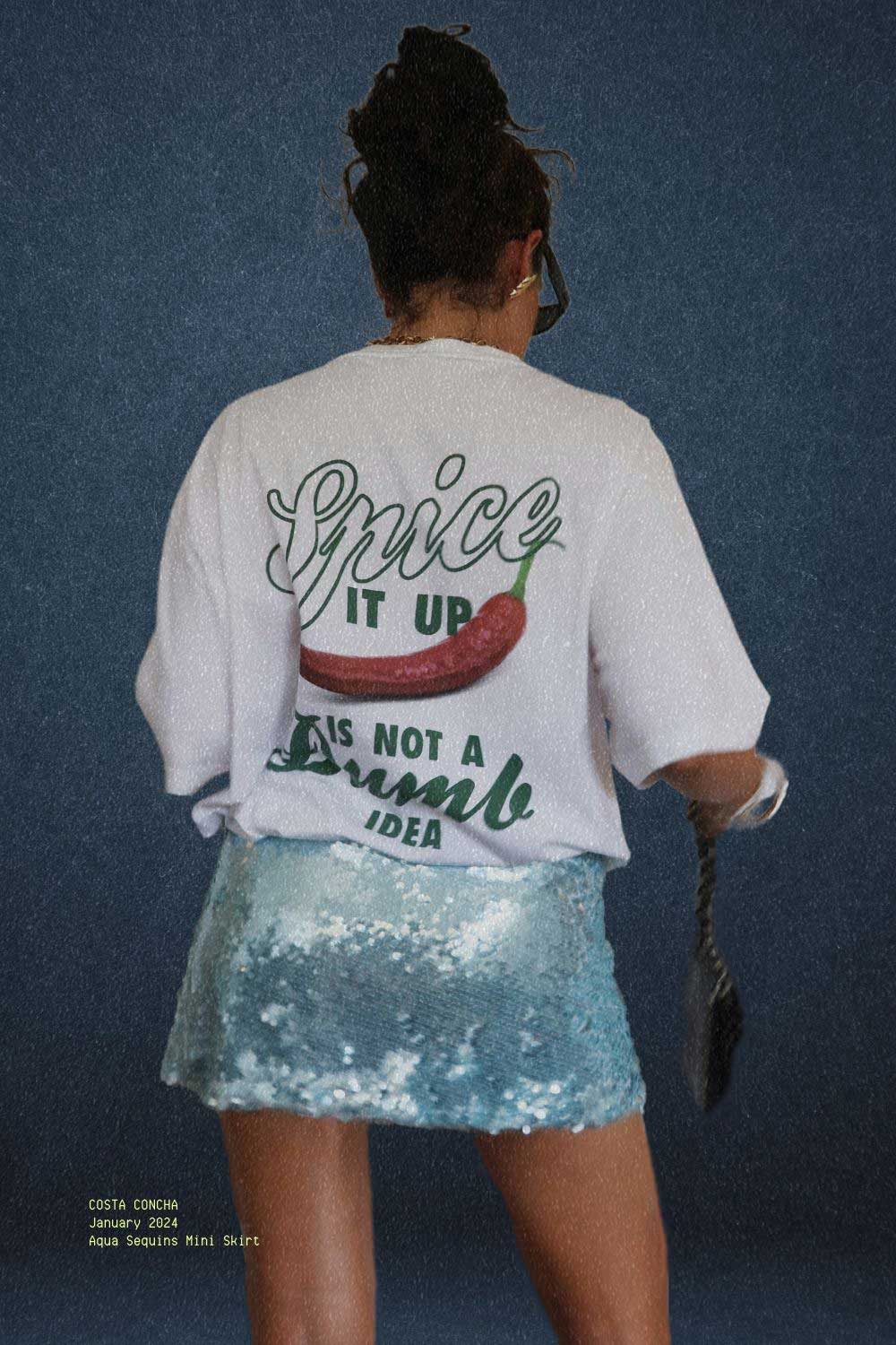 Aqua Sequins Skirt