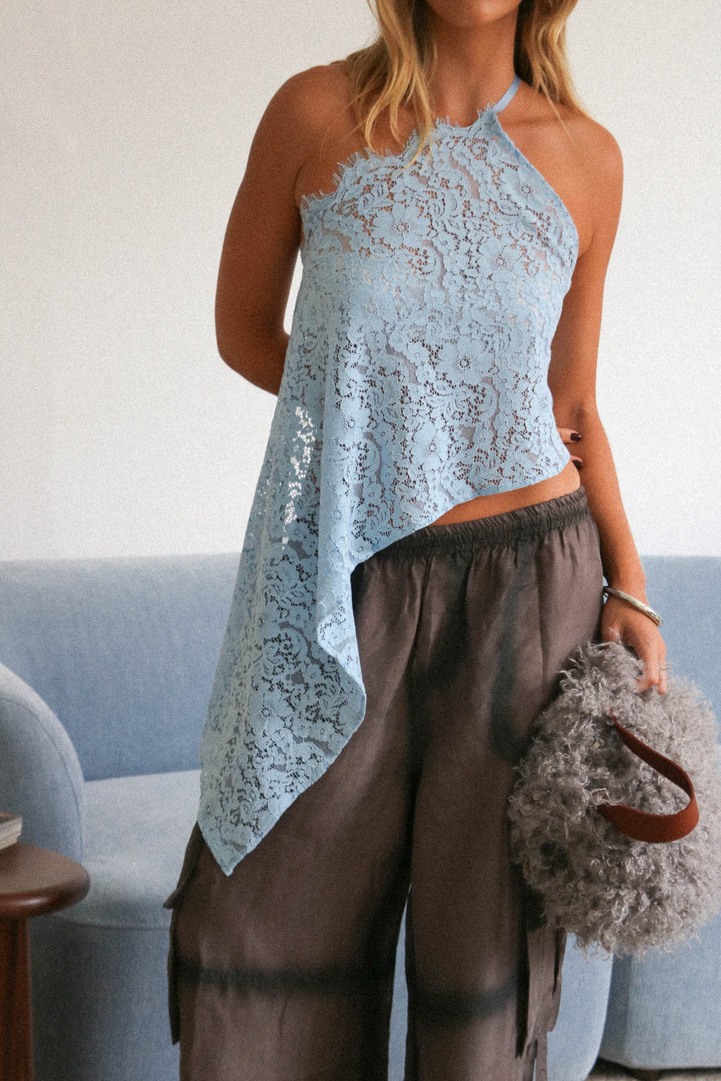 Bluette Asymmetrical Lace Top
