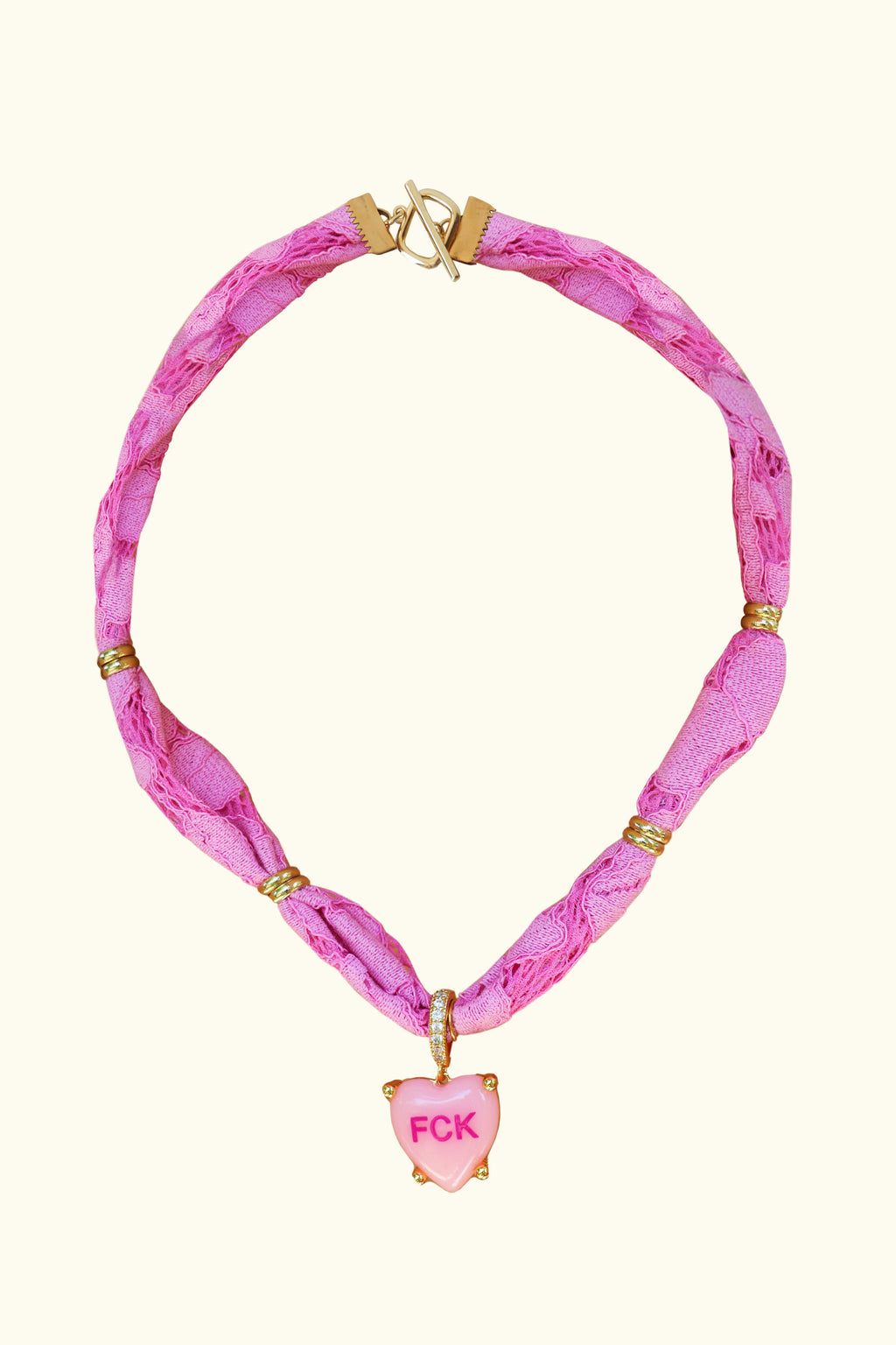 Loop Necklace Pink Lace