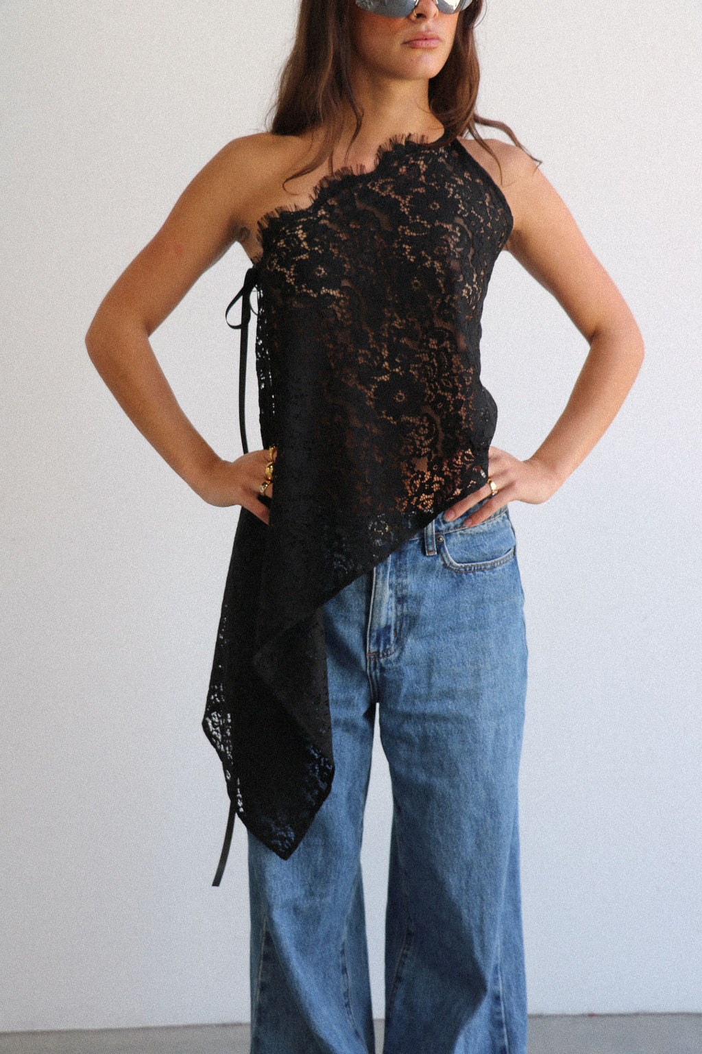 Stella Asymmetrical Lace Top