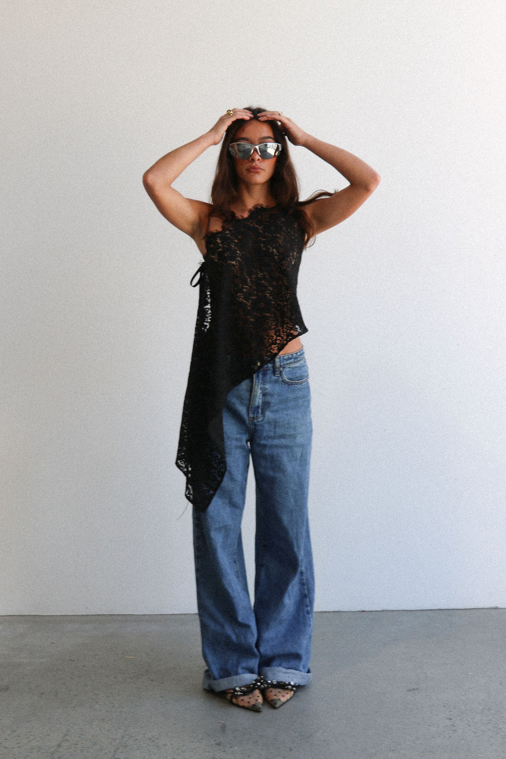 Stella Asymmetrical Lace Top
