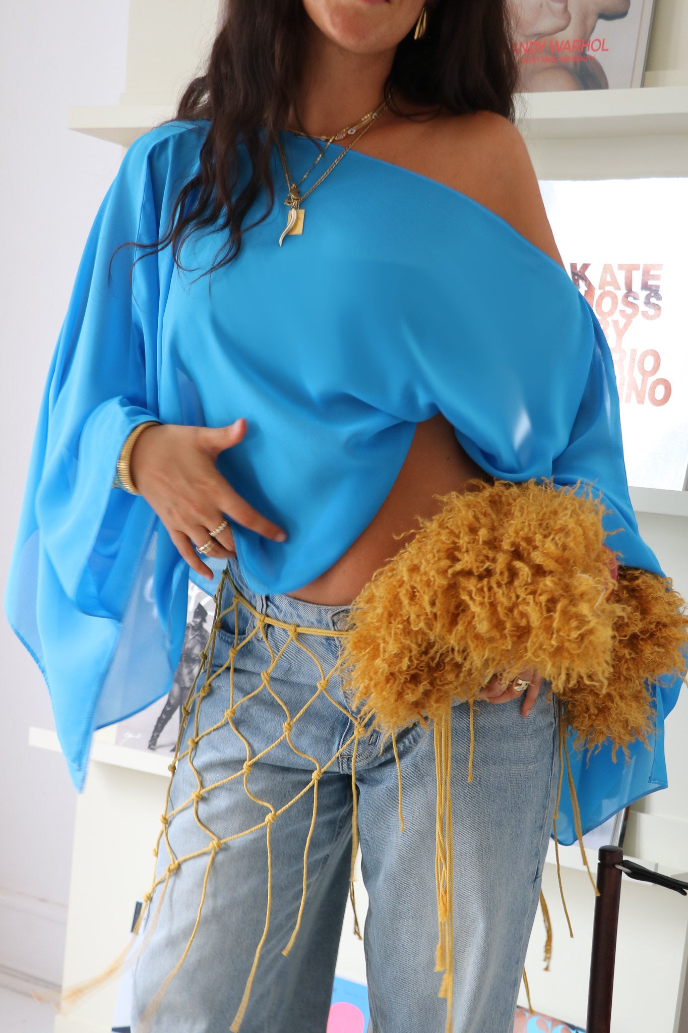 Aria Chiffon Top - Azure