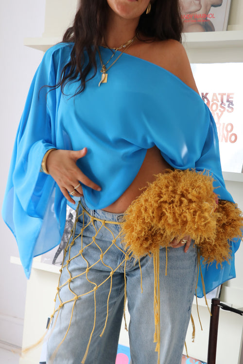 Aria Chiffon Top - Azure