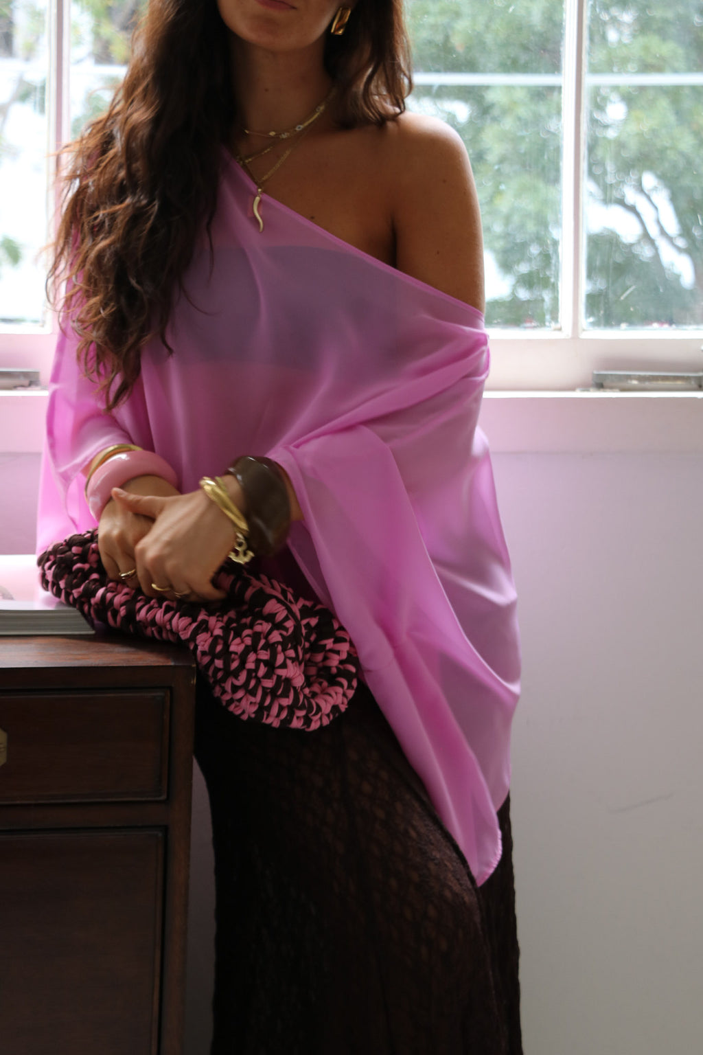 Aria Chiffon Top - Pink