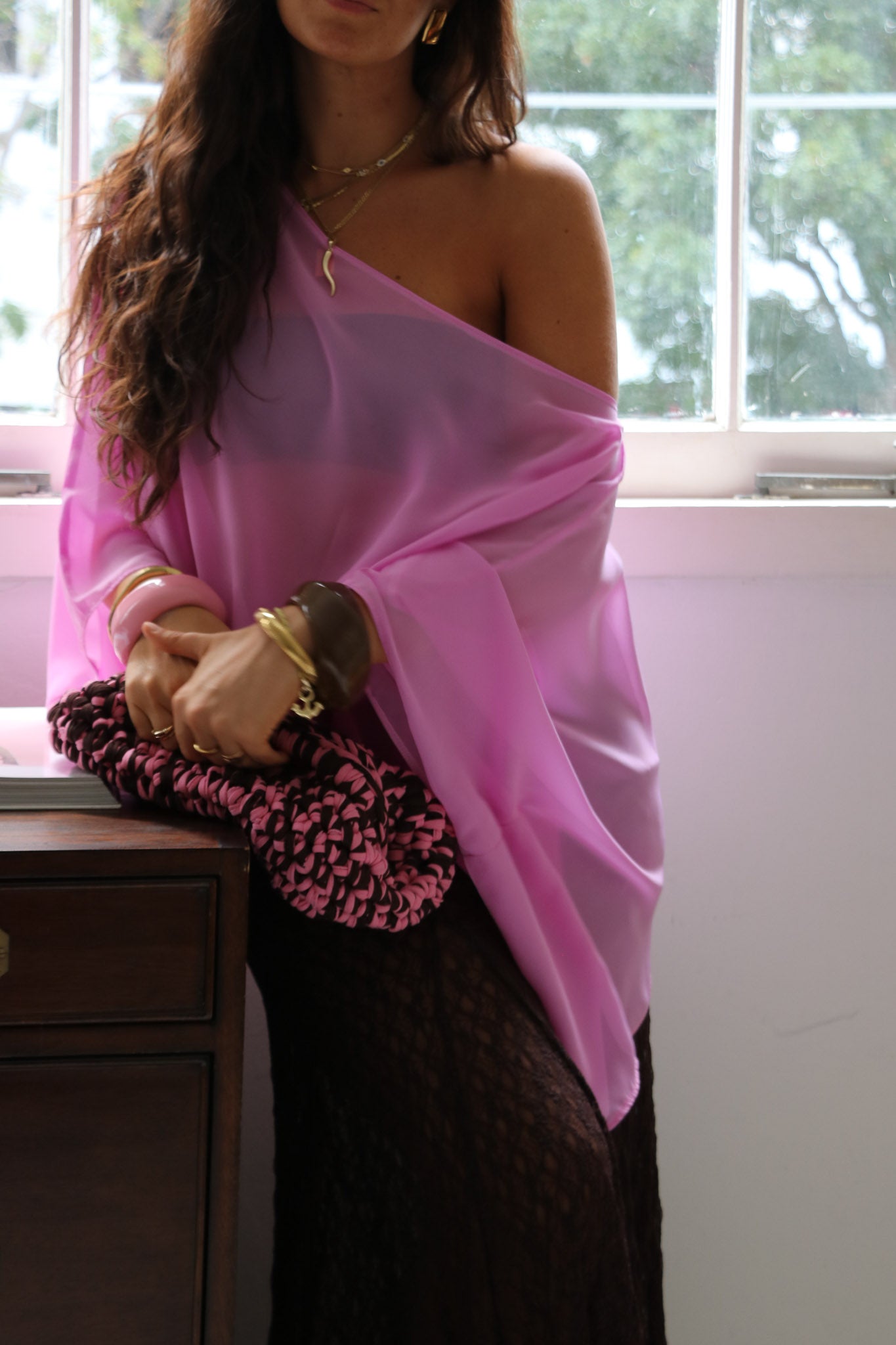 Aria Chiffon Top - Pink