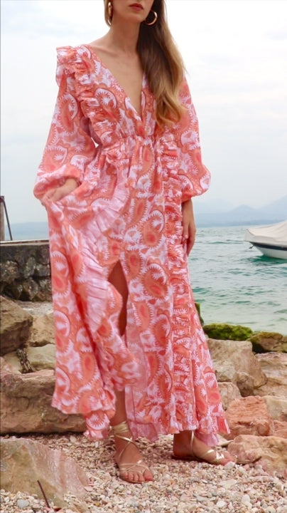Madeira Paisley Linen Maxi Dress