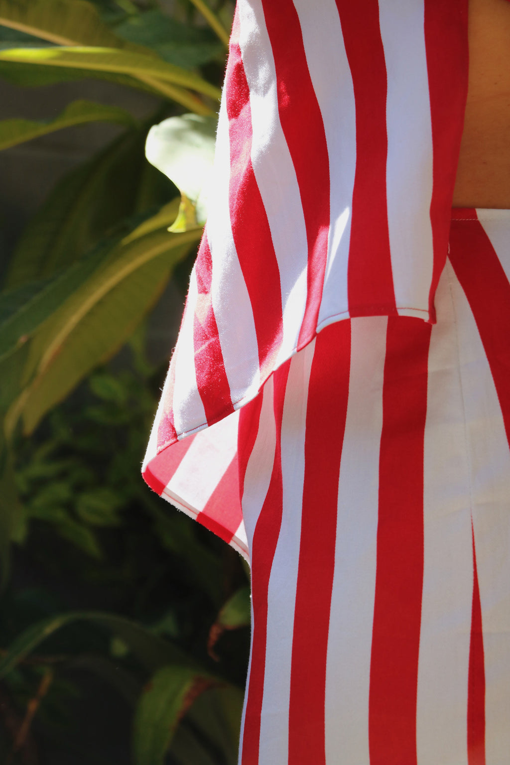 Stripes red and white summer set with gold detail.