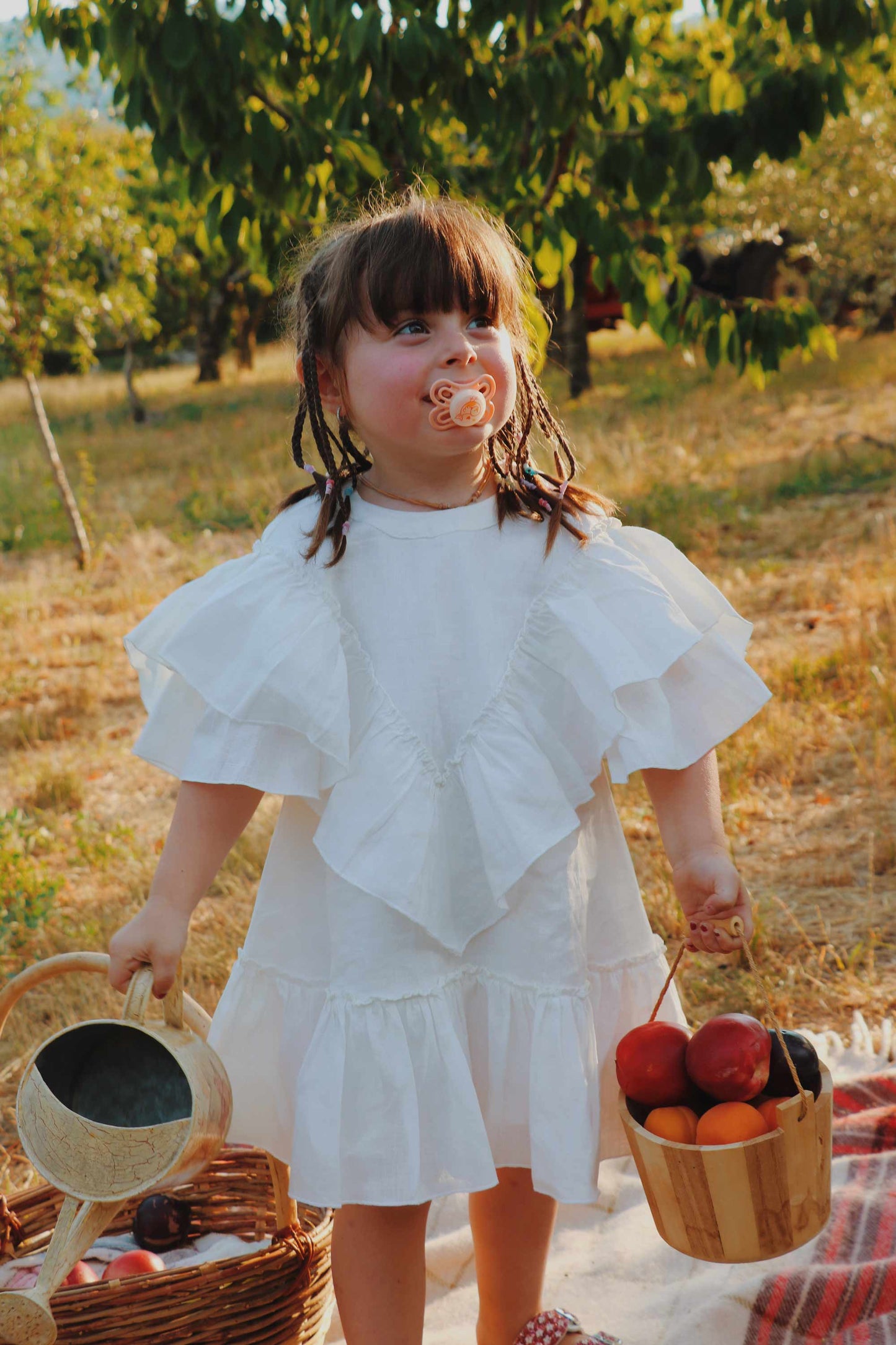 Kikai Mini White Organic Cotton-Hemp Dress