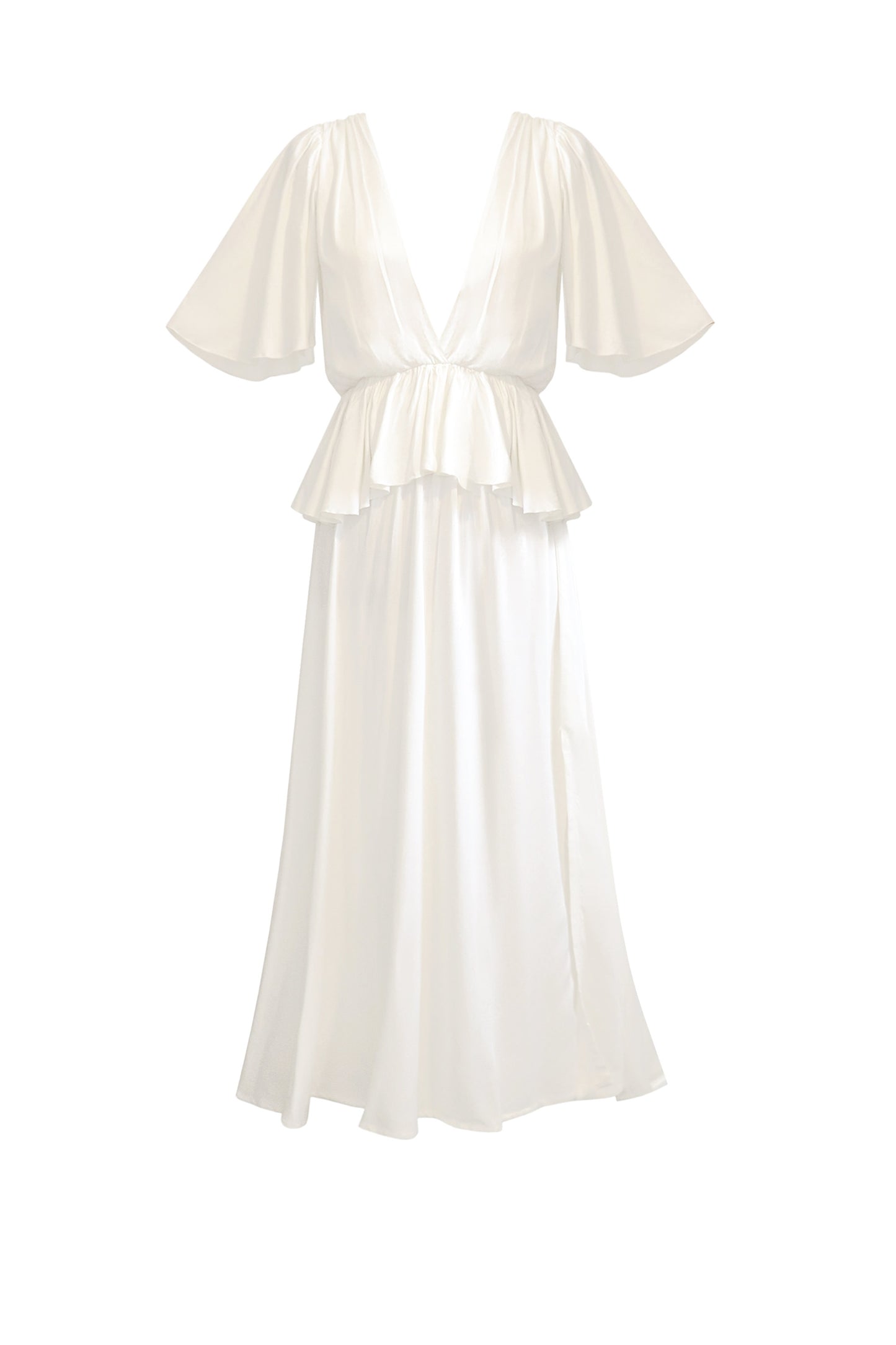 Maidu White Bamboo Midi Dress