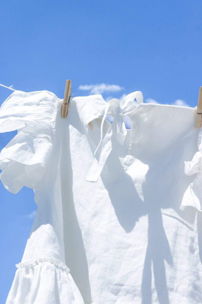 Kikai Mini White Organic Cotton-Hemp Dress